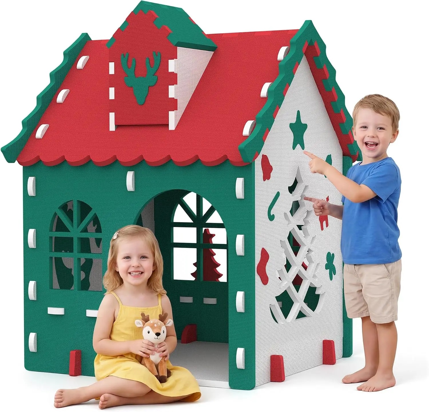 Kids Outdoor House With Kitchen - บ้านเด็กเล่นธีมครัว, บ้านเด็กเล่น EVA สำหรับเด็กเล็ก ใช้ได้ทั้งในร่มและกลางแจ้ง, บ้านเด็กเล่นโฟมนุ่มสำหรับเด็กเล่นบทบาทสมมติทั้งในร่มและกลางแจ้ง