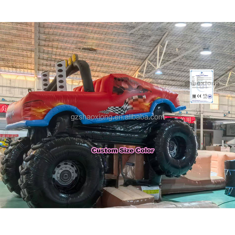 Kids Outdoor Jumping Castle - บ้านลมเป่าลมธีมรถบรรทุกมอนสเตอร์สำหรับเด็กเล่นกลางแจ้งพร้อมสไลเดอร์