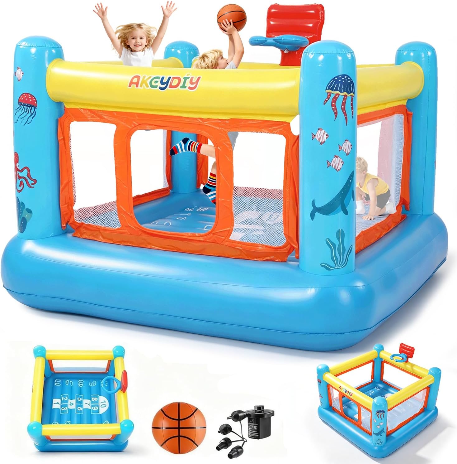Kids Outdoor Jumping Castle - บ้านลมเป่าลม PVC สำหรับเด็กอายุ 3-6 ปี |