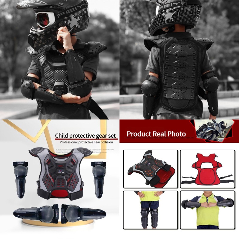 Kids Outdoor Vest - เสื้อกั๊กป้องกันหน้าอกสำหรับเด็ก QIKUI เสื้อกั๊กมอเตอร์ครอส เสื้อกั๊กป้องกันหน้าอก หลัง และไหล่สำหรับเด็ก