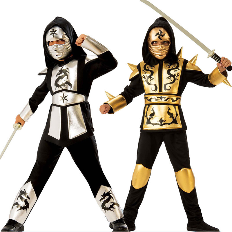 Kids Outdoor Ninja Warrior Course - เด็ก Gold Silver Dragon Ninja คอสเพลย์เครื่องแต่งกายเด็ก