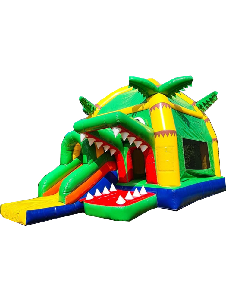 Kids Outdoor Jump House - บ้านลมเป่าลมรูปจระเข้สำหรับเด็ก พร้อมสไลเดอร์ ของเล่นแทรมโพลีนสำหรับจัดปาร์ตี้ในสวนกลางแจ้ง