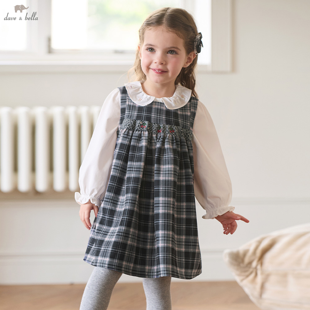 Kids Outdoor Vest - เดฟ เบลล่า เกิร์ลชุดเดรสเจ้าหญิงแขนกุดลายสก๊อต 1-7 ปีเด็กฤดูใบไม้ผลิชุดปาร์ตี้แสนหวานเสื้อผ้ากลางแจ้ง DB3263462