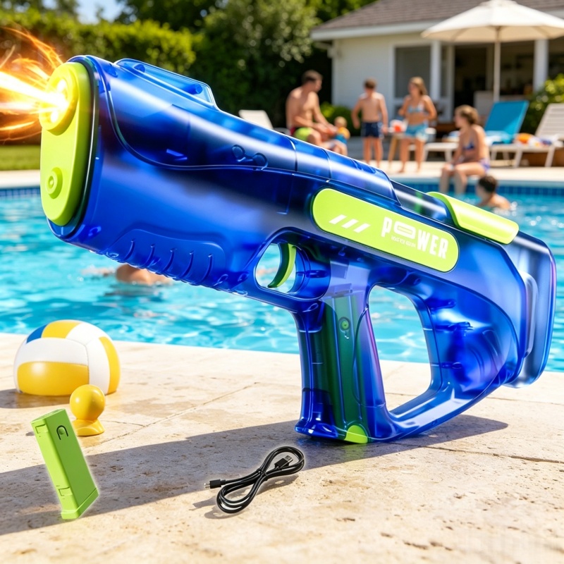 Kids Outdoor Exercise Equipment - ปืนฉีดน้ำไฟฟ้าจำลองการยิงแบบ LED สำหรับเด็ก ยิงต่อเนื่อง อัตโนมัติ ของเล่นเด็กสำหรับเล่นกลางแจ้งในช่วงฤดูร้อน