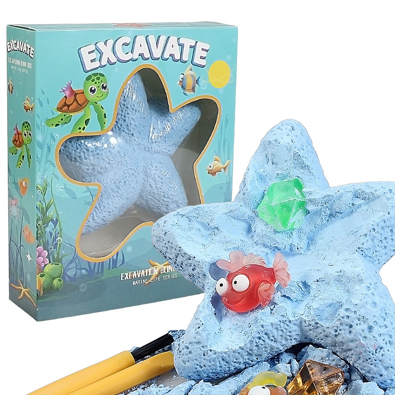 Kids Outdoor Digger - ปลาดาว Marine Life อัญมณีขุดชุดโบราณคดี Excavation ของเล่นเด็กชุดวิทยาศาสตร์ของเล่นทําด้วยมือสําหรับของขวัญเด็กผู้หญิง