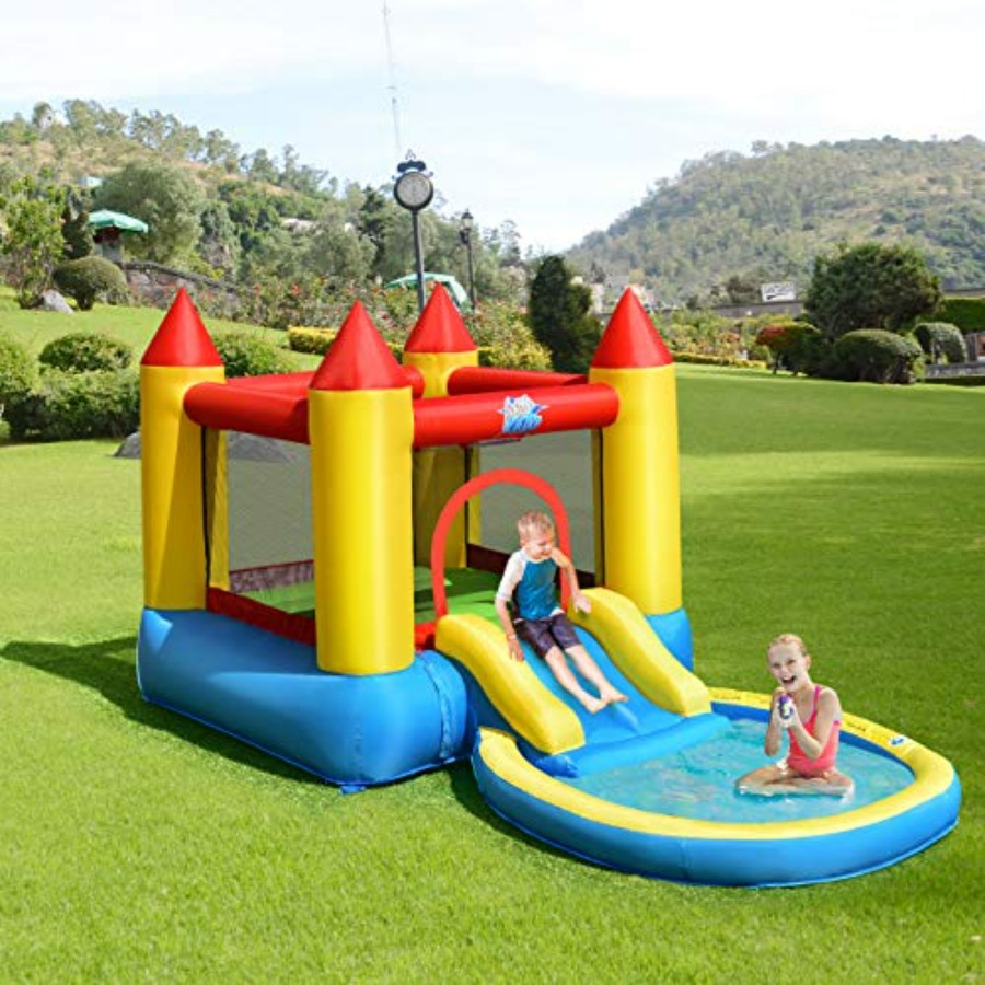 Kids Outdoor Jump House - บ้านลมเป่าลมสำหรับเด็กอายุ 3-5 ปี สำหรับเล่นกลางแจ้ง: ทำจากวัสดุ PVC