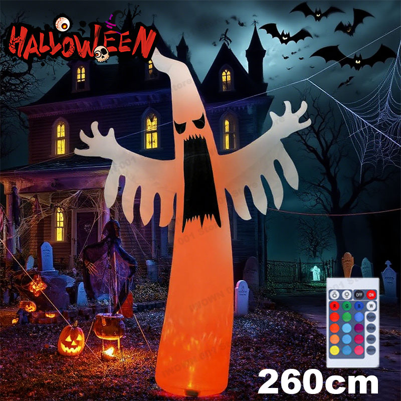 Kids Outdoor Yard - ฮาโลวีน Inflatable น่ากลัว Ghost พร้อมไฟ LED