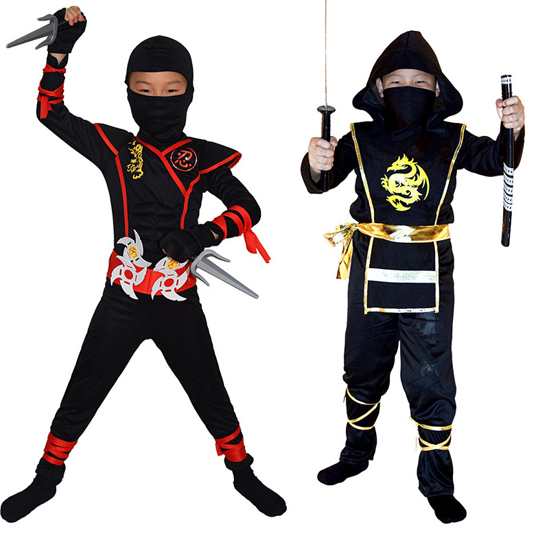 Kids Outdoor Ninja Warrior Course - เด็กชาย Ninja Deluxe เครื่องแต่งกายสําหรับเด็กที่มีอุปกรณ์เสริมอาวุธเด็ก Kung Fu
