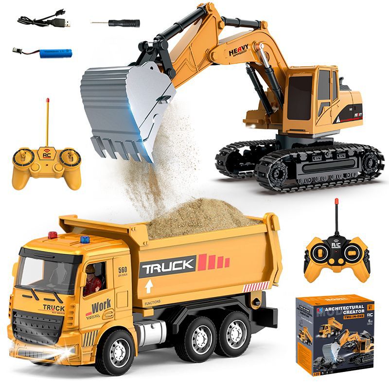 Kids Outdoor Digger - รถของเล่นขุดดินบังคับวิทยุ ทำจากโลหะผสม พร้อมไฟและเสียง รถขุดไฟฟ้า รถวิศวกรรม ของขวัญสำหรับเด็ก