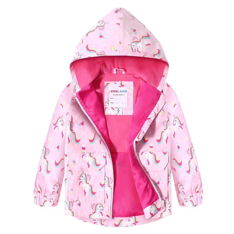 Kids Outdoor Vest - เด็กชุดยูนิคอร์นสาวเสื้อกันฝนเด็กวัยหัดเดินกันน้ําคลุมด้วยผ้าเสื้อกันฝนสีชมพูเสื้อผ้ากลางแจ้ง