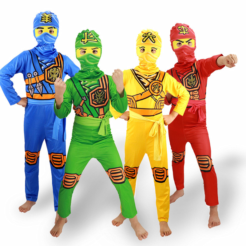 Kids Outdoor Ninja Warrior Course - ชุดนินจาสําหรับเด็ก, ชุดซามูไรดีลักซ์, ชุดฮาโลวีนแต่งตัวชุดนินจาโกสําหรับหนุ่มๆสาวๆ, เสื้อผ้าเด็กสําหรับส่วนการแสดง