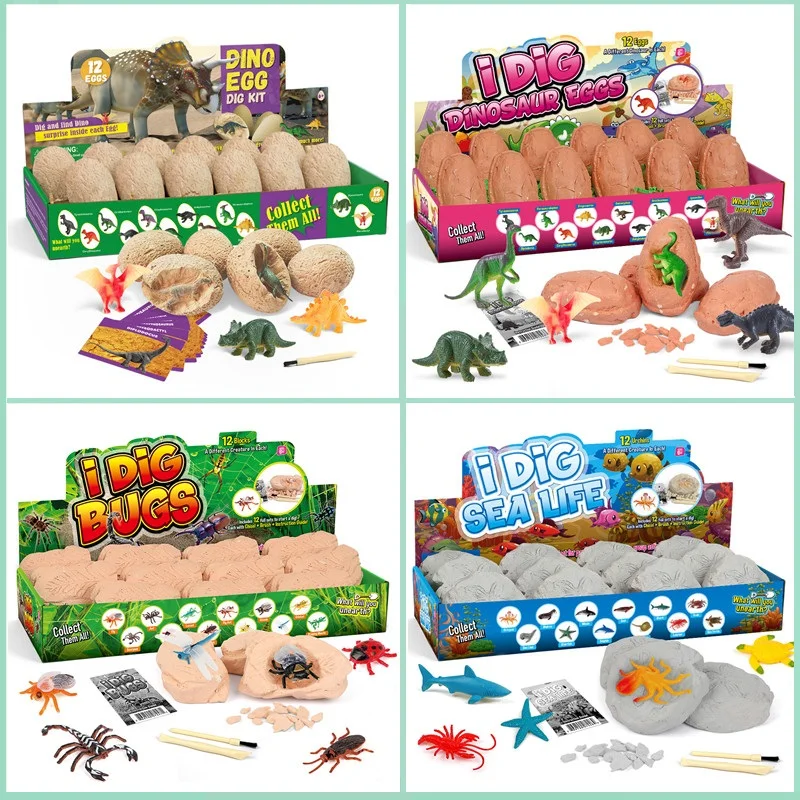 Kids Outdoor Digger - ชุดขุดไข่ไดโนเสาร์โบราณ 12 ชิ้น ของเล่นขุดฟอสซิล สำหรับวัยรุ่นและผู้ใหญ่ ชุดขุดสำรวจวิทยาศาสตร์