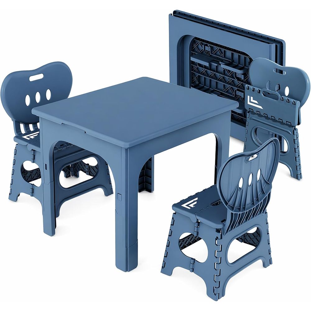 Kids Outdoor Chair - ชุดโต๊ะและเก้าอี้พับได้ โต๊ะกิจกรรมแบบพกพาปรับความสูงได้ พร้อมเก้าอี้พับ 2 ตัว โต๊ะสำหรับเด็กและผู้ใหญ่