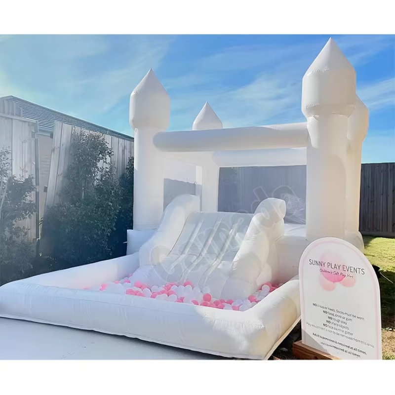 Kids Outdoor Jumping Castle - เครื่องเล่นในร่มและกลางแจ้ง บ้านลมสีขาวสำหรับเด็ก กระโดดเล่นสนุกในงานปาร์ตี้