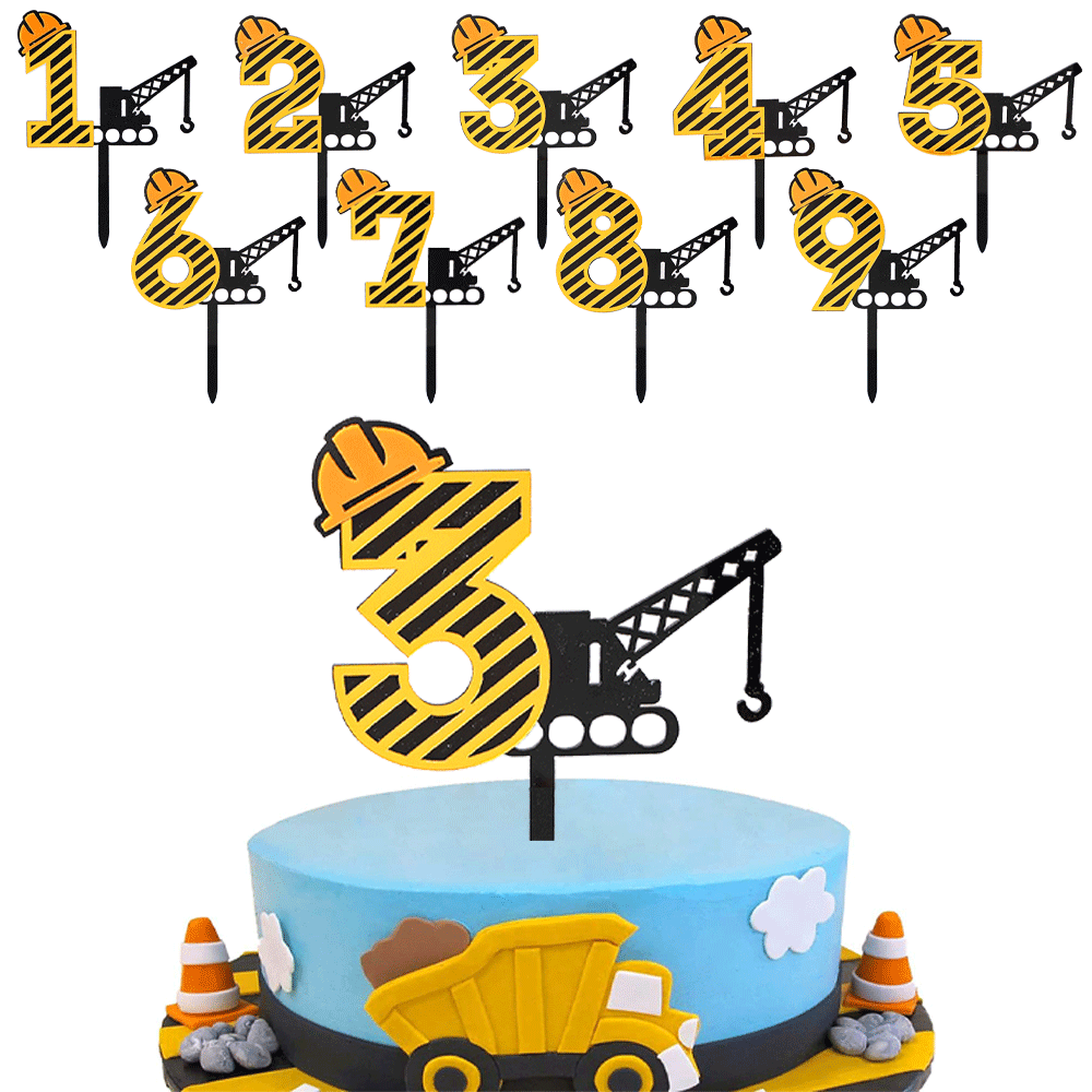 Kids Outdoor Digger - Construction Excavator เค้กอะคริลิค Topper Boy Birthday