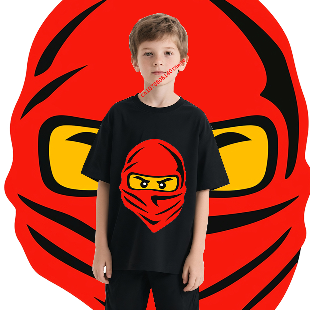 Kids Outdoor Ninja Warrior Course - Red Ninja Eyes อะนิเมะเครื่องแต่งกายเด็กเสื้อยืดผ้าฝ้ายแขนสั้นการ์ตูนเสื้อลําลองสําหรับชาย