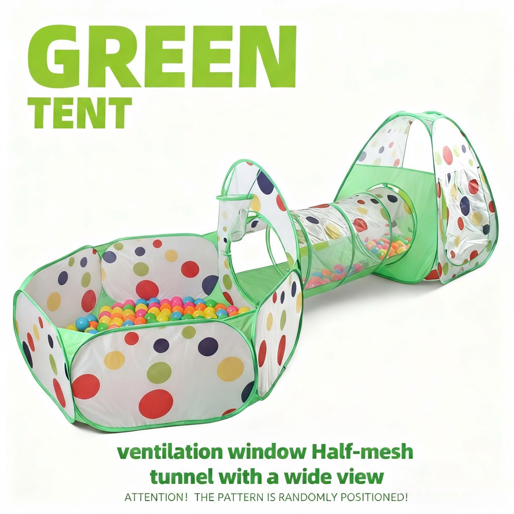 Kids Outdoor Wendy House - เต็นท์เล่นสำหรับเด็ก, สระบอลของเล่น - อุโมงค์เล่น - เต็นท์ทรงสามเหลี่ยม,