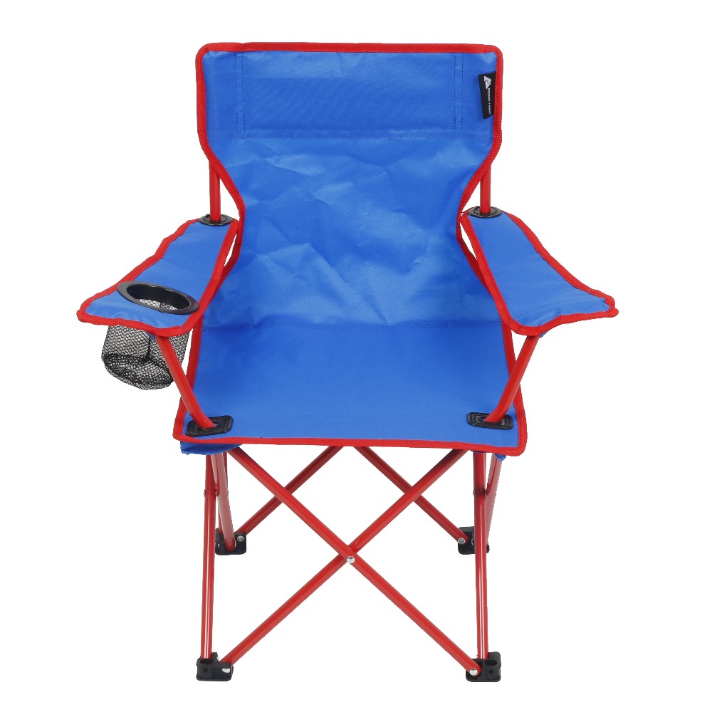 Kids Outdoor Chair - เก้าอี้พับสำหรับเด็กแบบพกพาพร้อมที่วางแก้ว เก้าอี้ชายหาดปิกนิกกลางแจ้งสำหรับเด็ก สีฟ้า