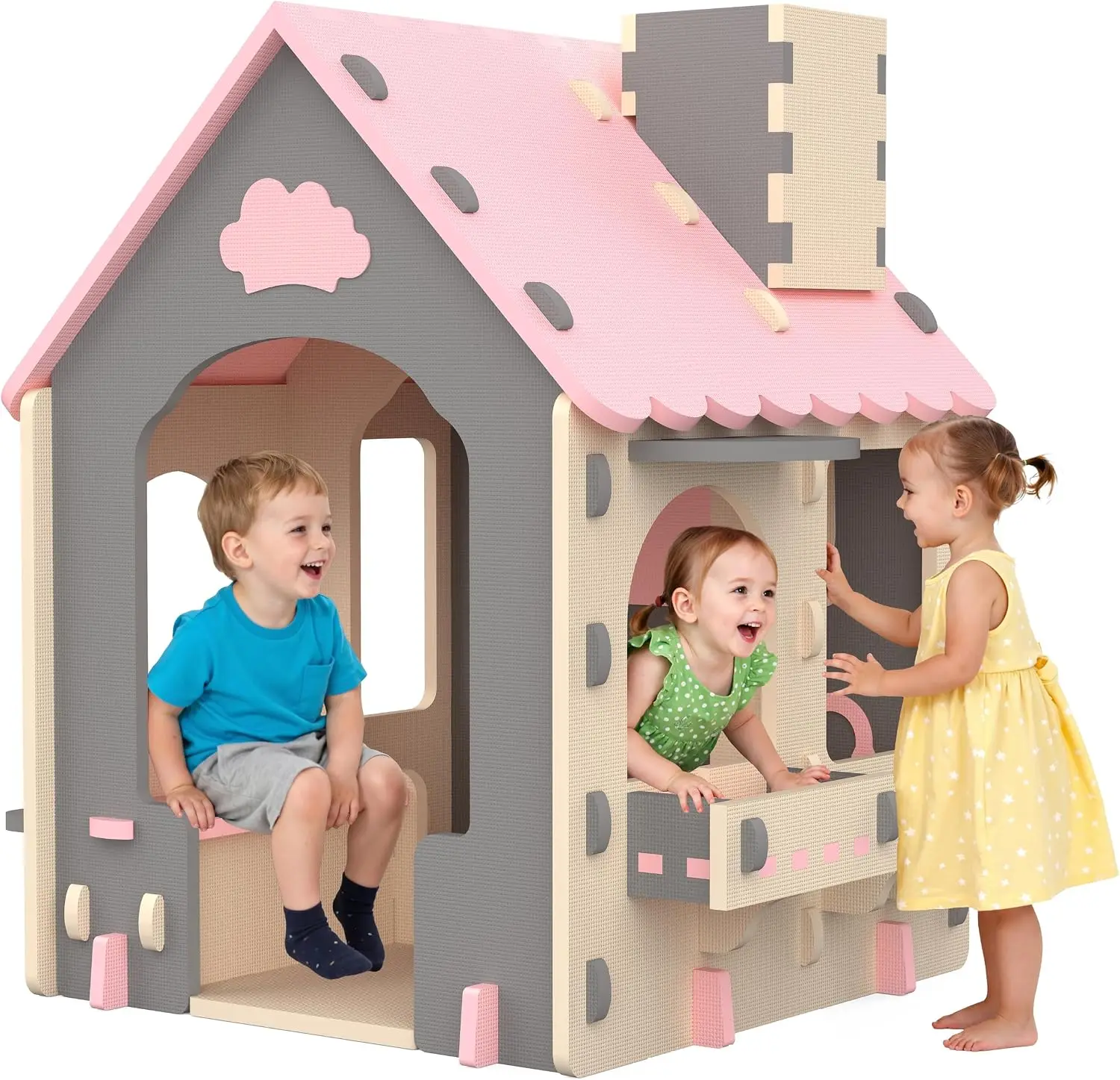 Kids Outdoor House With Kitchen - บ้านเด็กเล่นธีมครัว, บ้านเด็กเล่น EVA สำหรับเด็กเล็ก ใช้ได้ทั้งในร่มและกลางแจ้ง, บ้านเด็กเล่นโฟมนุ่มสำหรับเด็กเล่นบทบาทสมมติทั้งในร่มและกลางแจ้ง