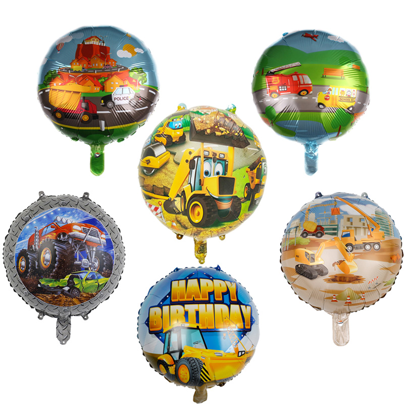 Kids Outdoor Digger - ลูกโป่งฟอยล์อะลูมิเนียมรูปรถยนต์การ์ตูน 18 นิ้ว 10 ชิ้น ของขวัญวันเกิดเด็ก