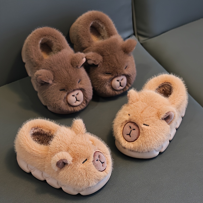 Kids Indoor Outdoor Slippers - เด็กฤดูหนาวรองเท้าแตะผ้าฝ้ายน่ารัก Capybara SLIP-ON รองเท้าสําหรับ Boys &