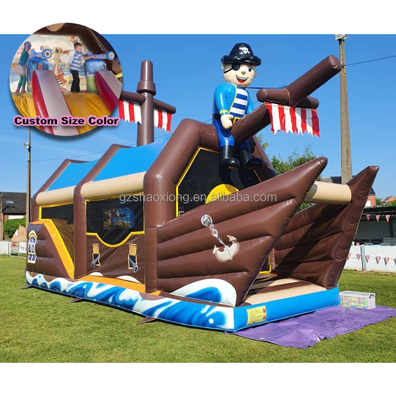 Kids Outdoor Jumping Castle - บ้านลมเป่าลมกลางแจ้ง ปราสาทลมเป่าลม อุปกรณ์สวนสนุก เรือโจรสลัด บ้านลมเด็กพร้อมสไลเดอร์น้ำ บ้านลมเป่าลมแบบคอมโบ