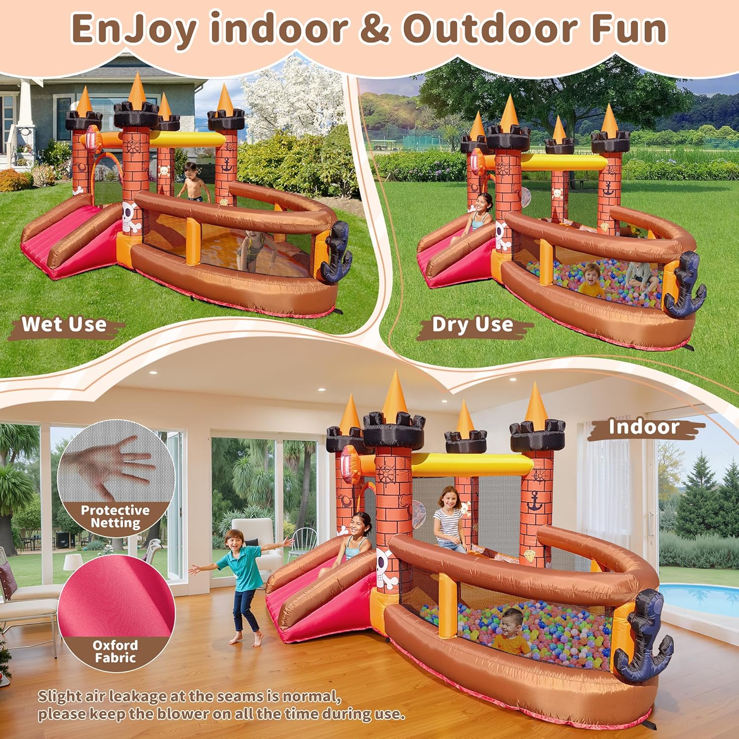 บ้านลมเป่าลมสำหรับเด็กอายุ 3-8 - Kids Outdoor Jumping Castle บทวิจารณ์และราคา