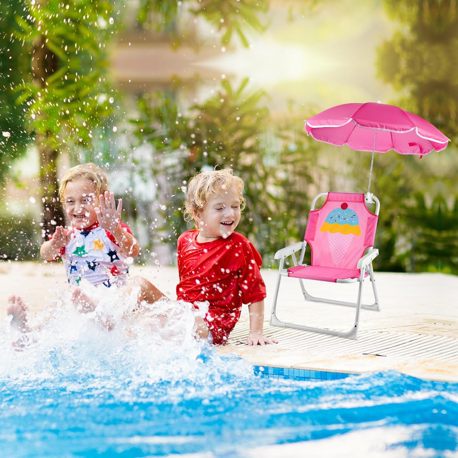 1 ชุดเก้าอี้ชายหาดพับพร้อมร่มเ - Kids Outdoor Umbrella Chair บทวิจารณ์และราคา