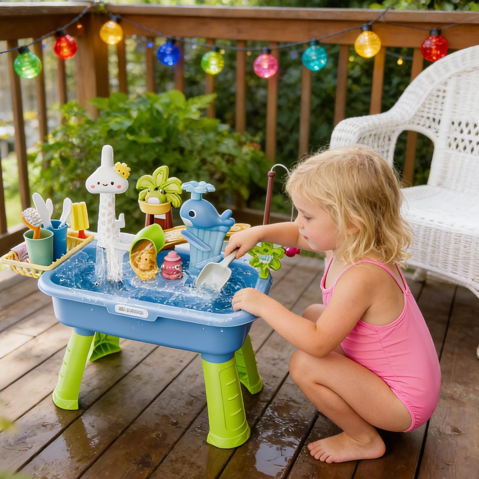 ของเล่นครัวเด็ก ชุดของเล่นน้ำไ - Kids Outdoor Play Table บทวิจารณ์และราคา