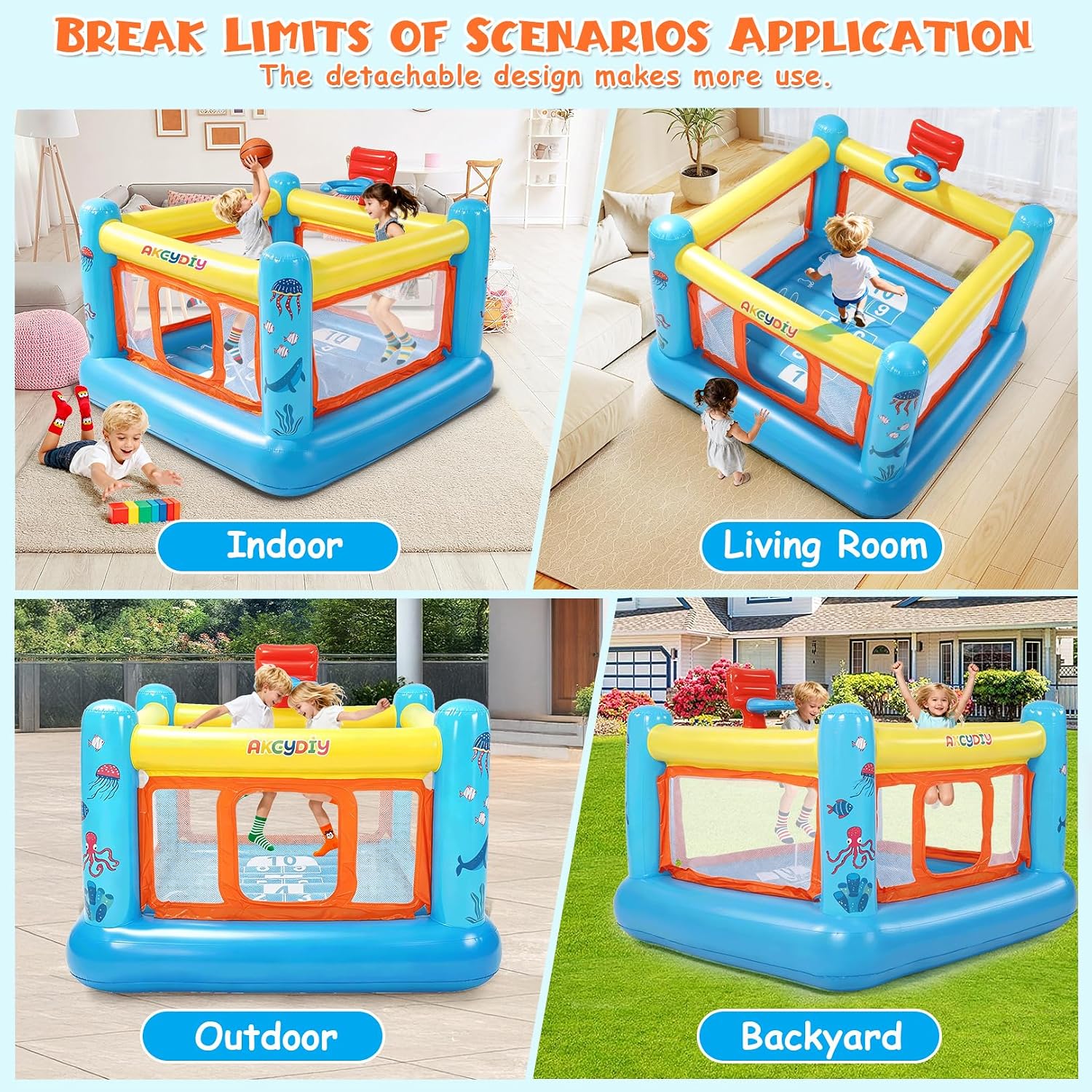 บ้านลมเป่าลม PVC สำหรับเด็กอาย - Kids Outdoor Jumping Castle บทวิจารณ์และราคา