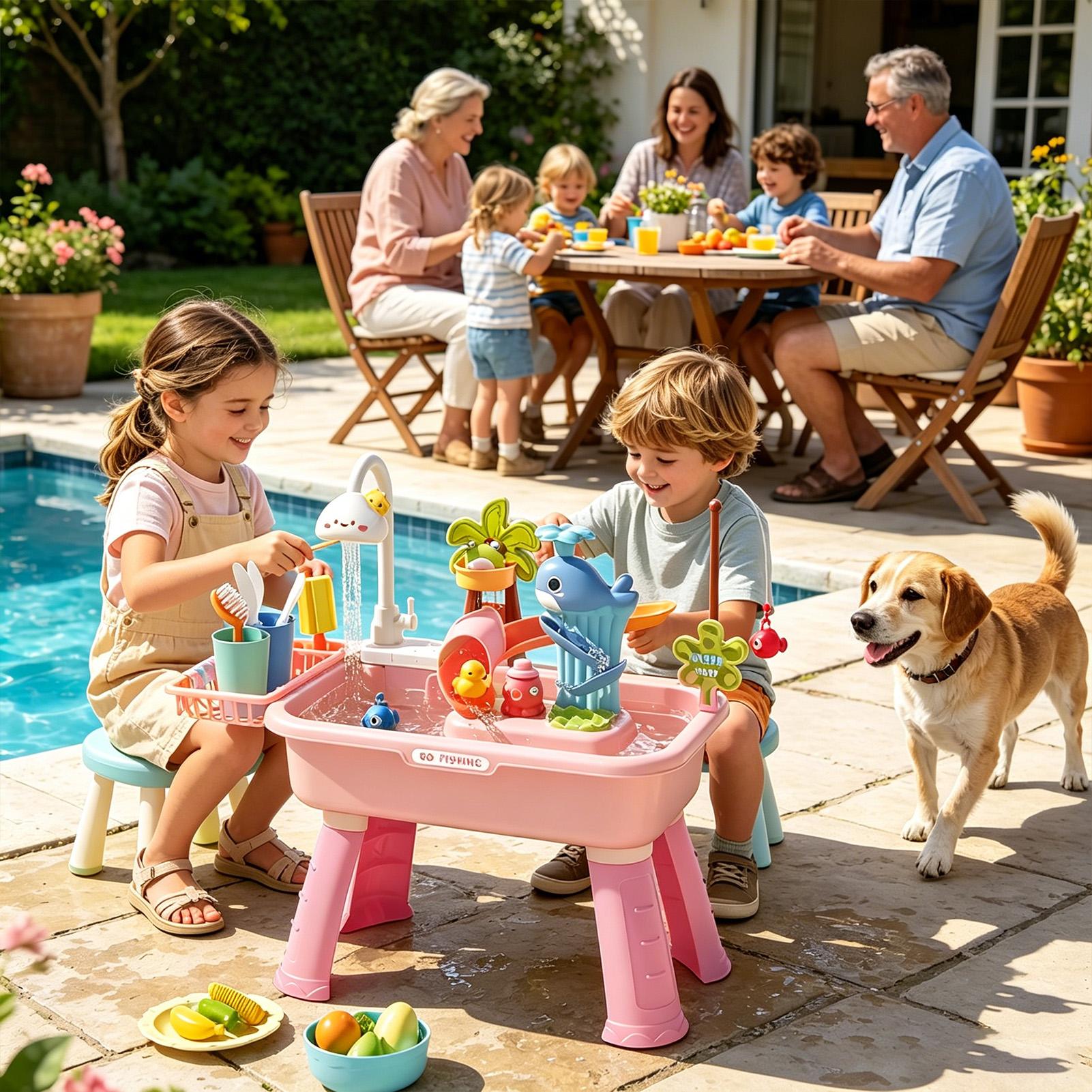 โต๊ะน้ำสำหรับเด็กพร้อมปั๊ม, โต - Kids Outdoor Play Table บทวิจารณ์และราคา