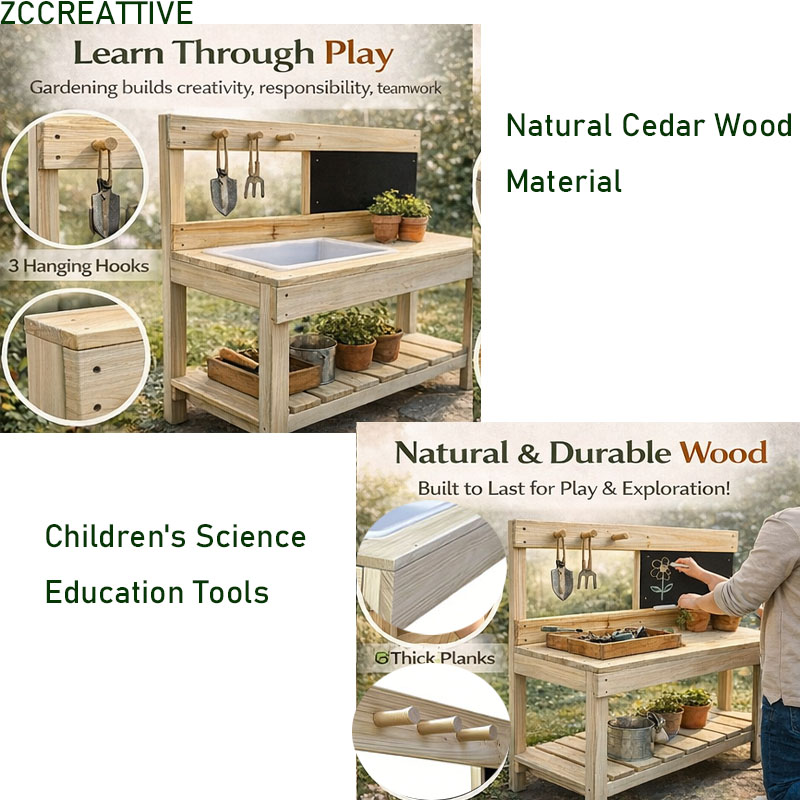 ZCCREATTIVE โต๊ะปลูกต้นไม้ไม้ส - Kids Outdoor Mud Table บทวิจารณ์และราคา