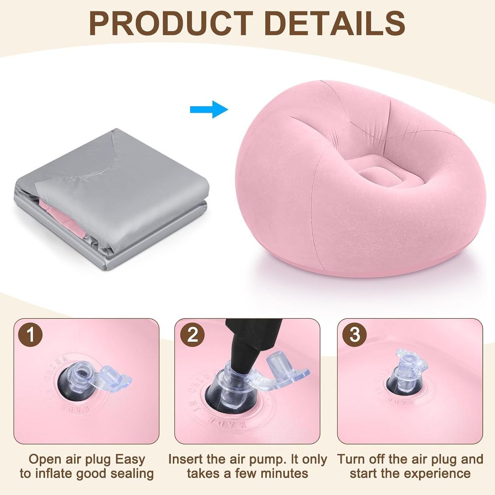 เก้าอี้บีนแบ็กเป่าลม สีชมพู |  - Kids Outdoor Seating บทวิจารณ์และราคา