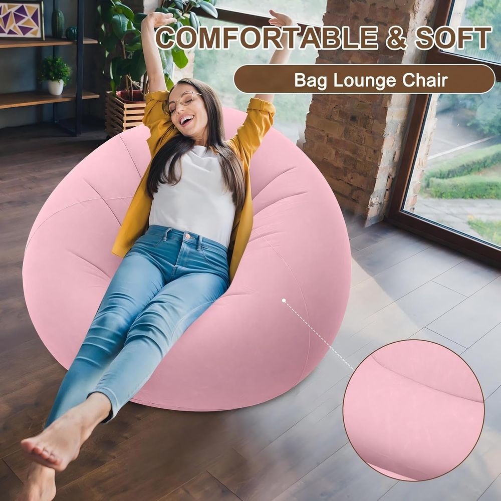 เก้าอี้บีนแบ็กเป่าลม สีชมพู |  - Kids Outdoor Seating บทวิจารณ์และราคา