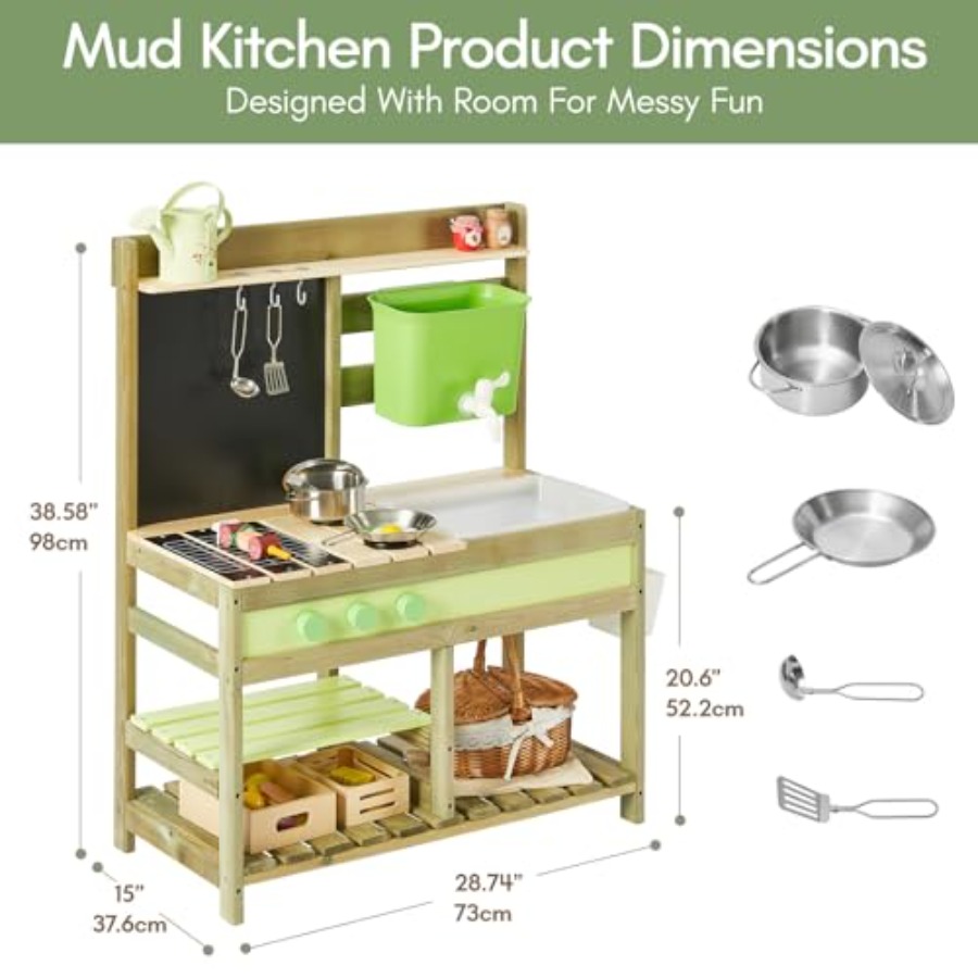 ชุดครัวโคลนกลางแจ้งสำหรับเด็ก: - Kids Outdoor Mud Table บทวิจารณ์และราคา