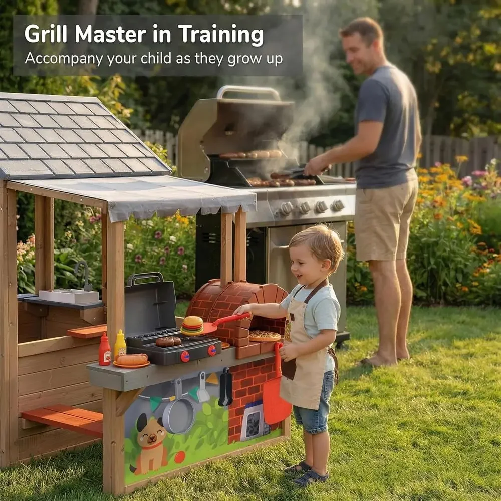 บ้านเด็กเล่นกลางแจ้งทำจากไม้,  - Kids Outdoor Play Table บทวิจารณ์และราคา