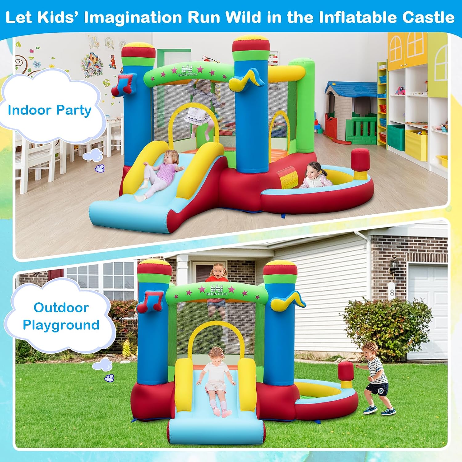 บ้านลมพร้อมบ่อบอล, บ้านลมสำหรั - Kids Outdoor Jump House บทวิจารณ์และราคา