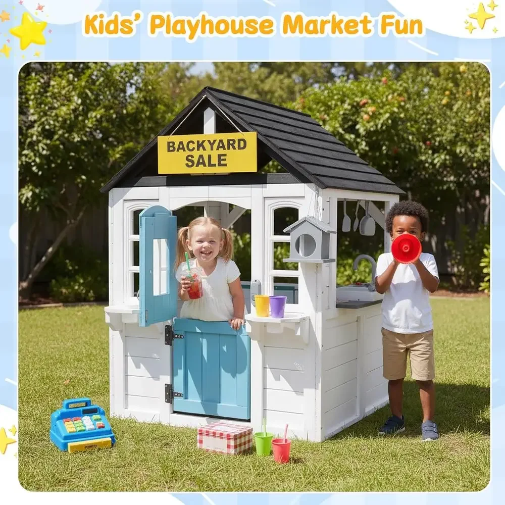 บ้านไม้เด็กเล่น YOE พร้อมอ่างล - Kids Outdoor House With Kitchen บทวิจารณ์และราคา