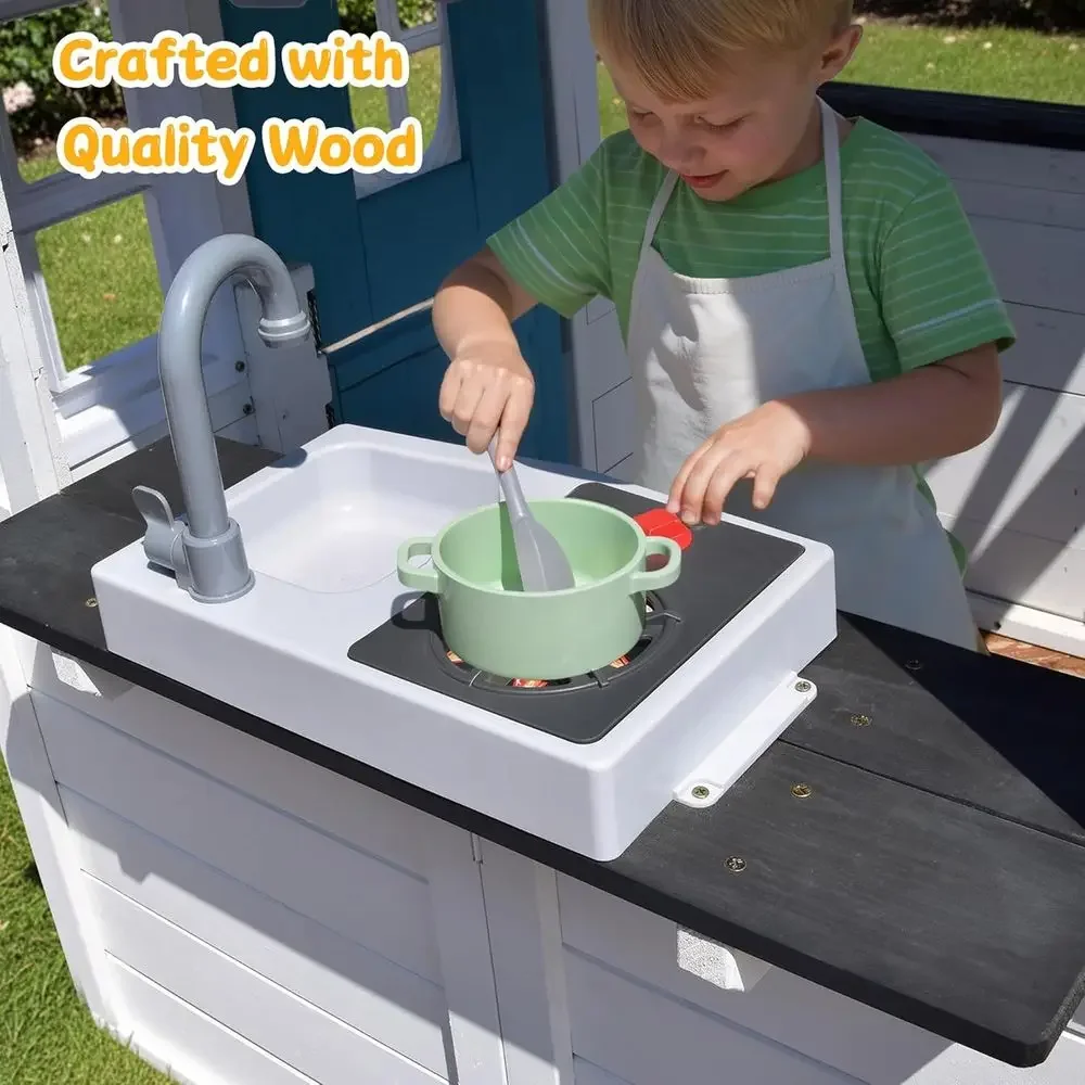 บ้านไม้เด็กเล่น YOE พร้อมอ่างล - Kids Outdoor House With Kitchen บทวิจารณ์และราคา