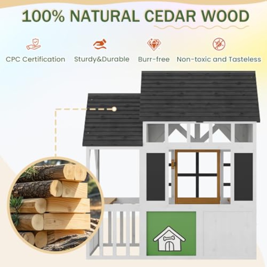 บ้านไม้สำหรับเด็กเล่นกลางแจ้ง  - Kids Outdoor House With Kitchen บทวิจารณ์และราคา