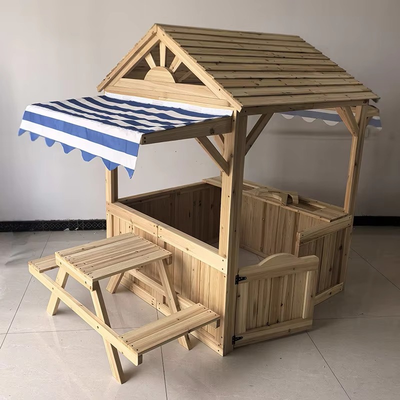 บ้านไม้เด็กเล่น บ้านเด็กเล่นกล - Kids Outdoor House With Kitchen บทวิจารณ์และราคา