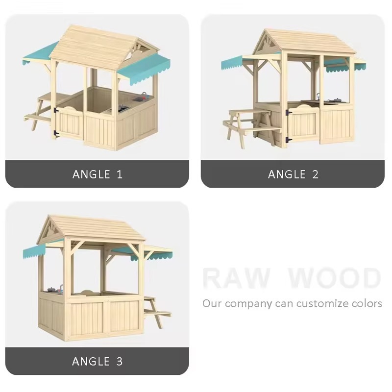 บ้านไม้เด็กเล่น บ้านเด็กเล่นกล - Kids Outdoor House With Kitchen บทวิจารณ์และราคา